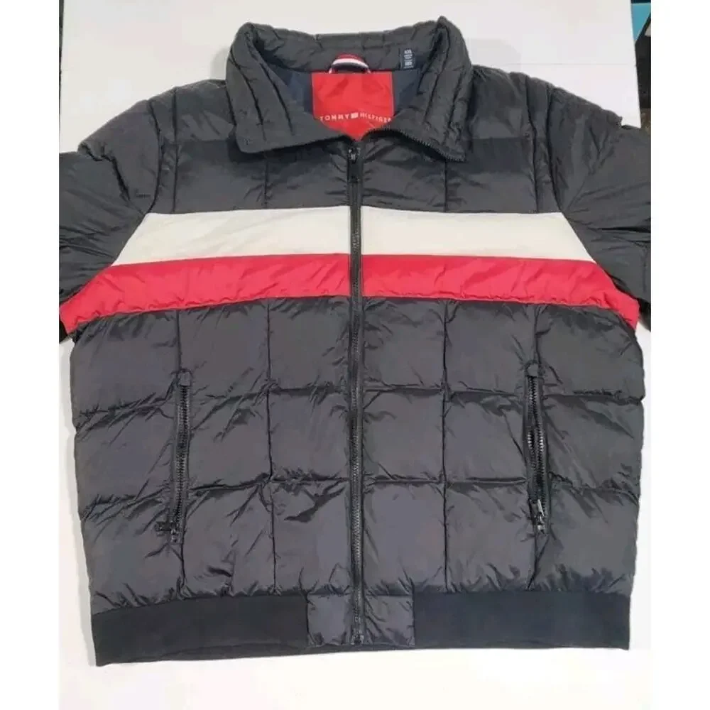 Tommy Hilfiger Ultra Loft Men's Red-White-Blue Puffer Bomber Jacket Size XXL